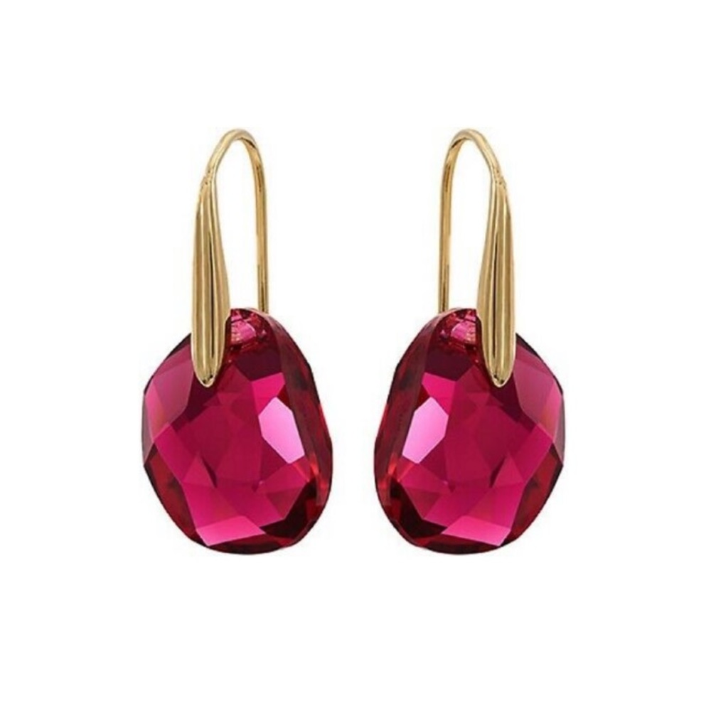 Swarovski Earrings - Gold and Ruby Red
